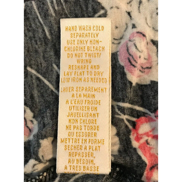 Anthropologie Ric Rac Black Floral Print Racerback Tank Top - Size Medium - Picture 8 of 8